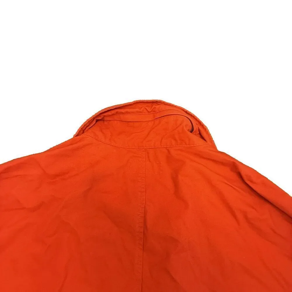 Michael Kors Womens Cropped Canvas Jacket 3X Bright Orange Zip Front Cotton